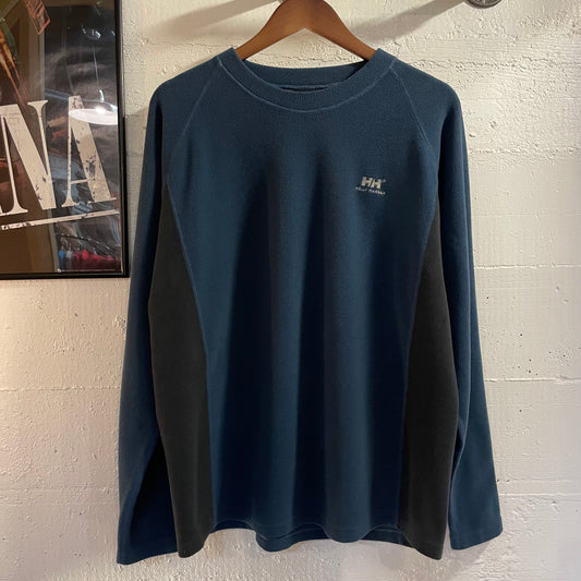 2000’s Embroidered Helly Hansen Fleece Raglan Sleeve Crewneck Sweatshirt - Size XL - Blue