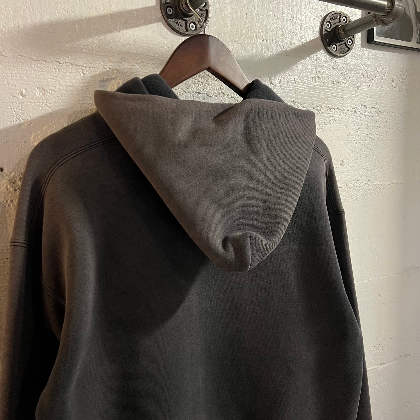 Vintage 90’s Faded Nutmeg Mills Oakland Athletic MLB Hoodie Sweatshirt - Size Large - Made In USA - Black/Green/Yellow