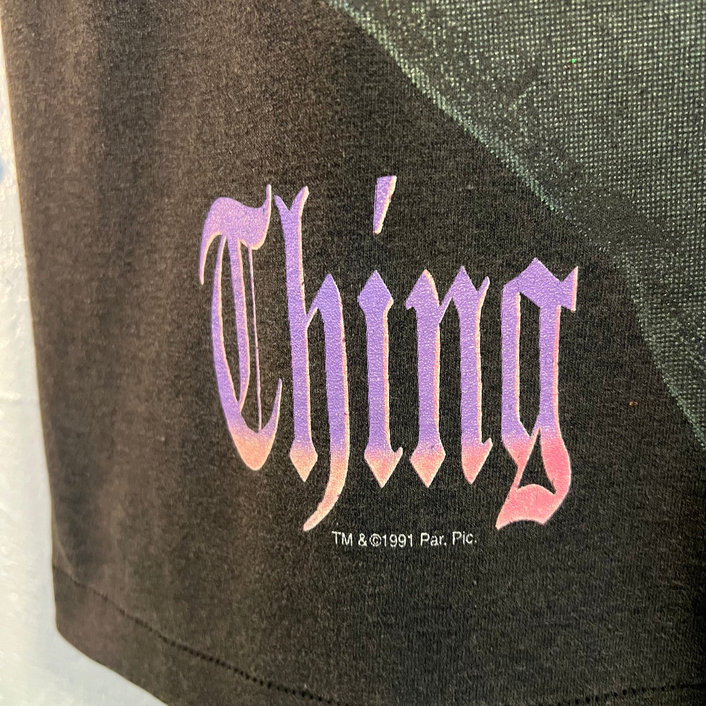 Vintage 1991 The Addams Family 'Thing' Hand Single Stitch Graphic T-Shirt - Size Small - Made In USA