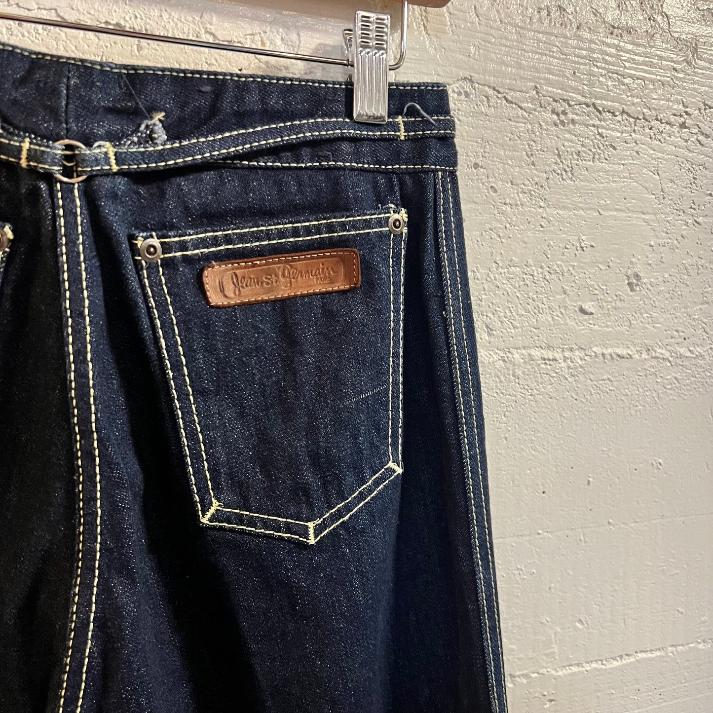 Vintage 70’s Jean St. Germain Paris High Waisted Raw Denim Jeans - Size Women’s 10/11 - Fabric Made In USA - Raw Denim