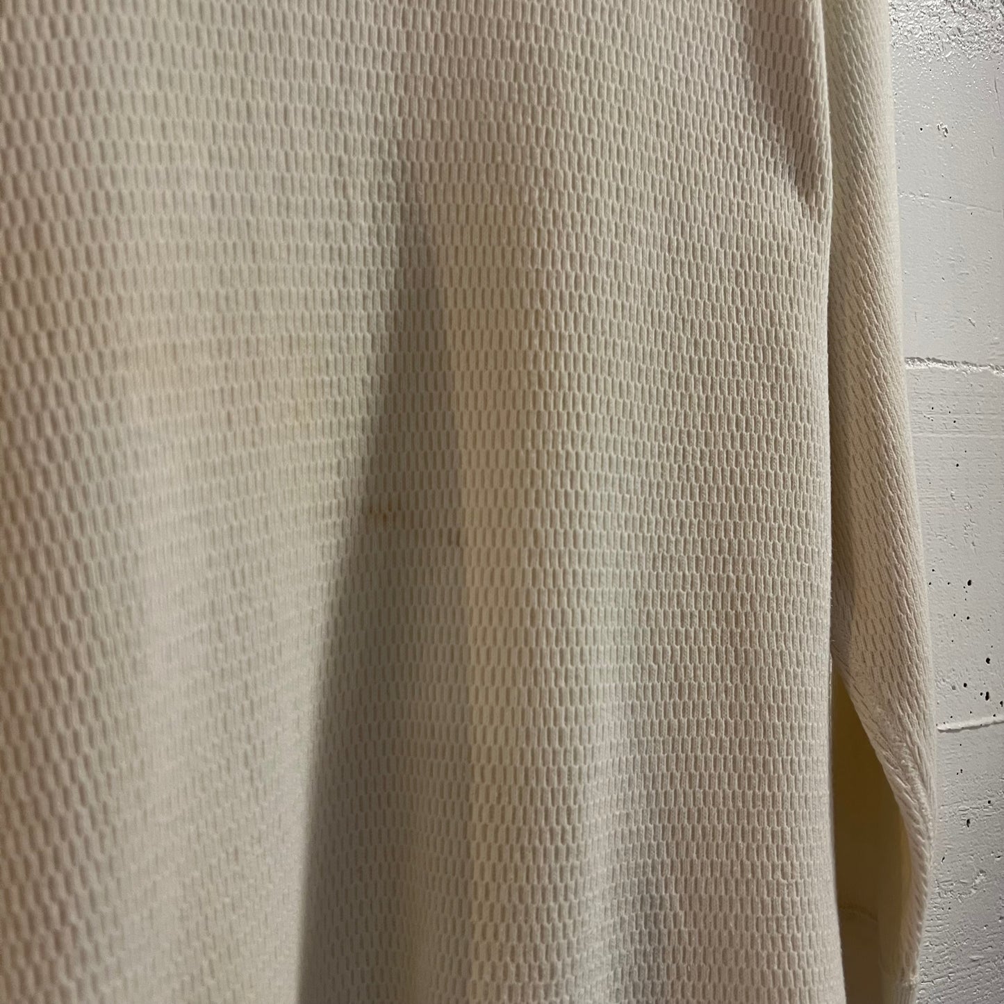 Vintage 1970’s Distressed K-Mart Waffle Knit Long Sleeve Thermal Shirt - Size Medium - Made In USA - Antique White