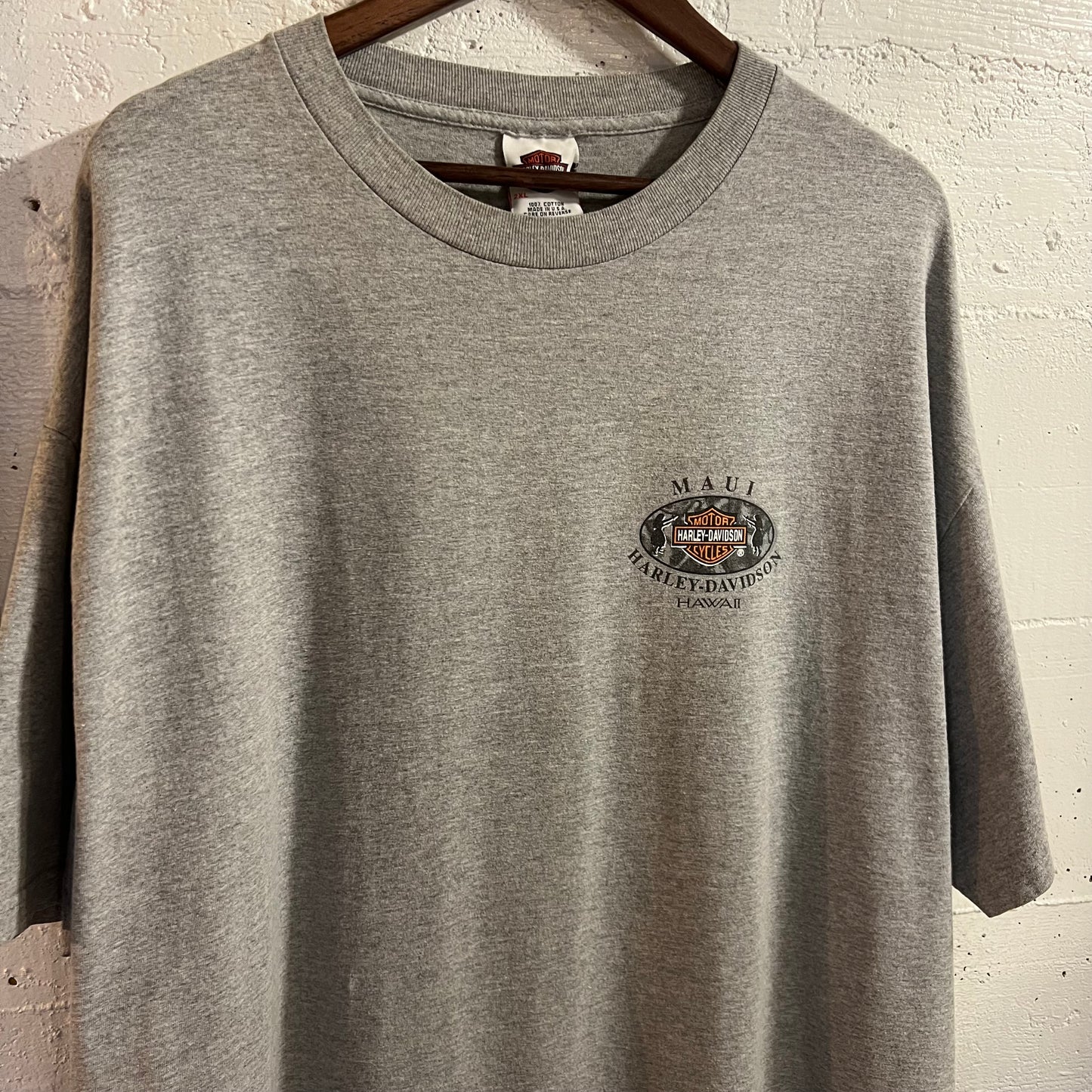 Vintage 1996 Harley Davidson Pacific Maui Hawaii T-Shirt - Size 2XL - Made In USA - Heather Grey