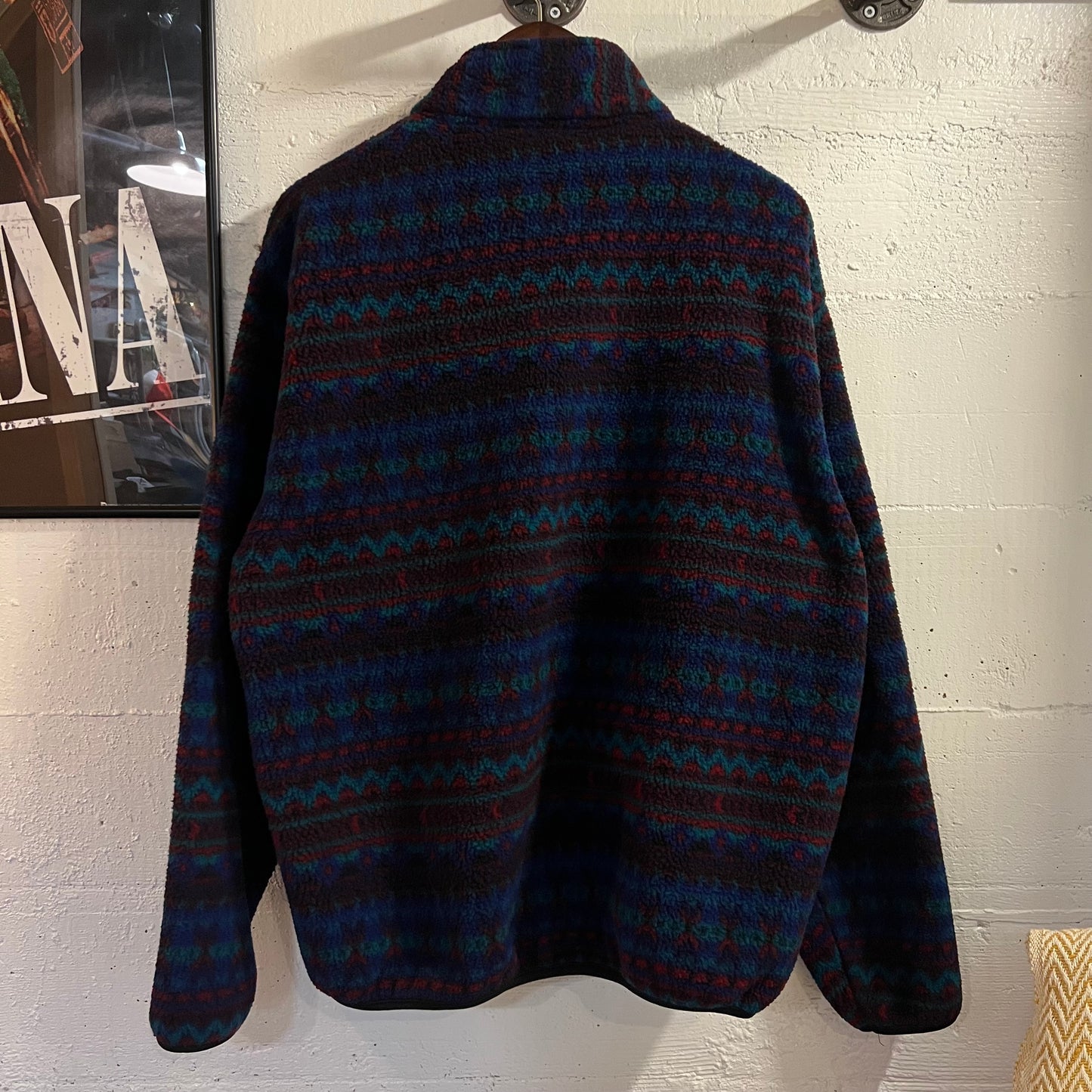 Vintage 90’s St. John’s Bay Full-Zip Aztec Patterned Fleece Jacket - Size XL - Blue/Turquoise/Red/Black
