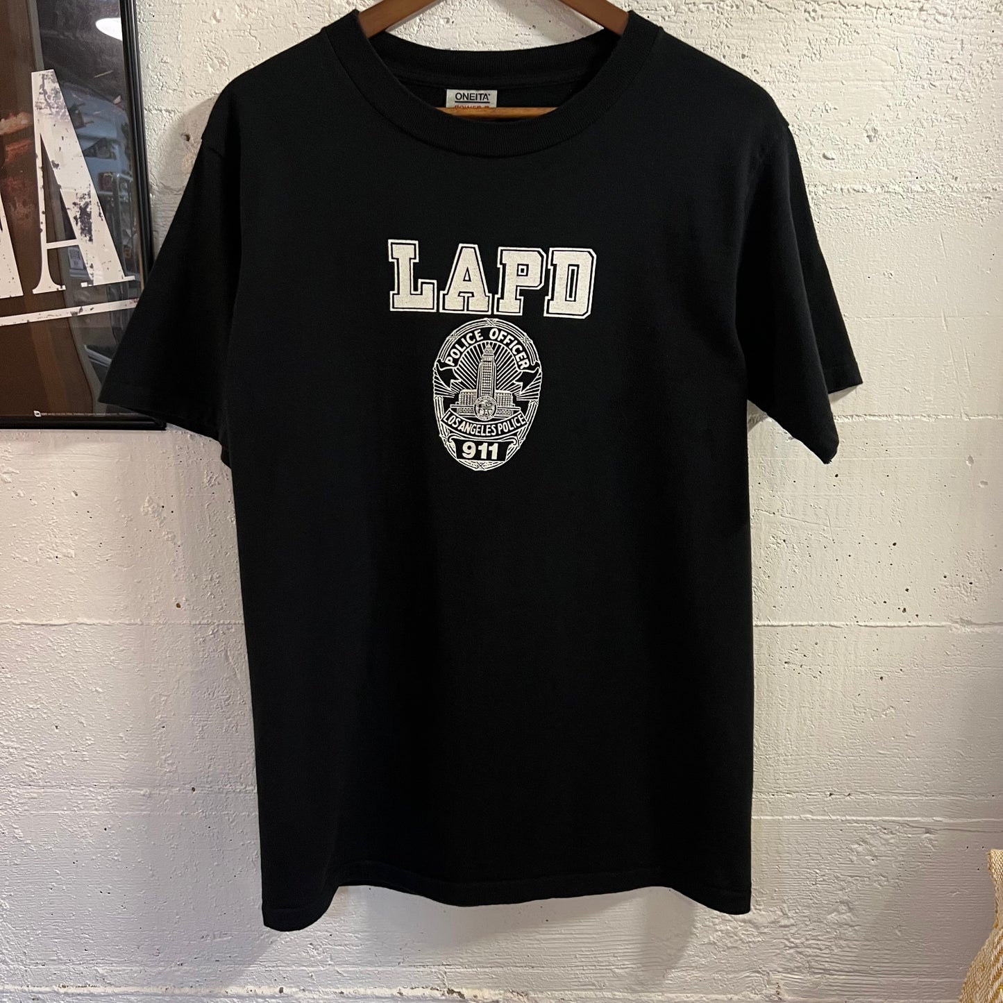 Vintage 90’s LAPD Los Angeles Police Single Stitch T-Shirt - Size Large - Made In USA - Black/White