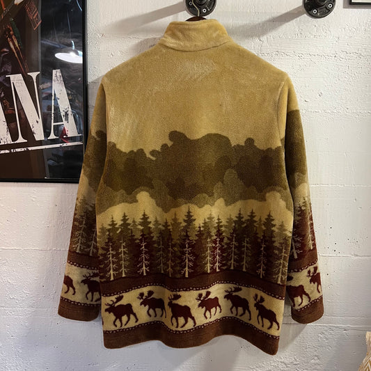 Vintage 90’s Cityscape Outdoor/Nature Full Zip Fleece Jacket - Size Medium - Brown/Tan