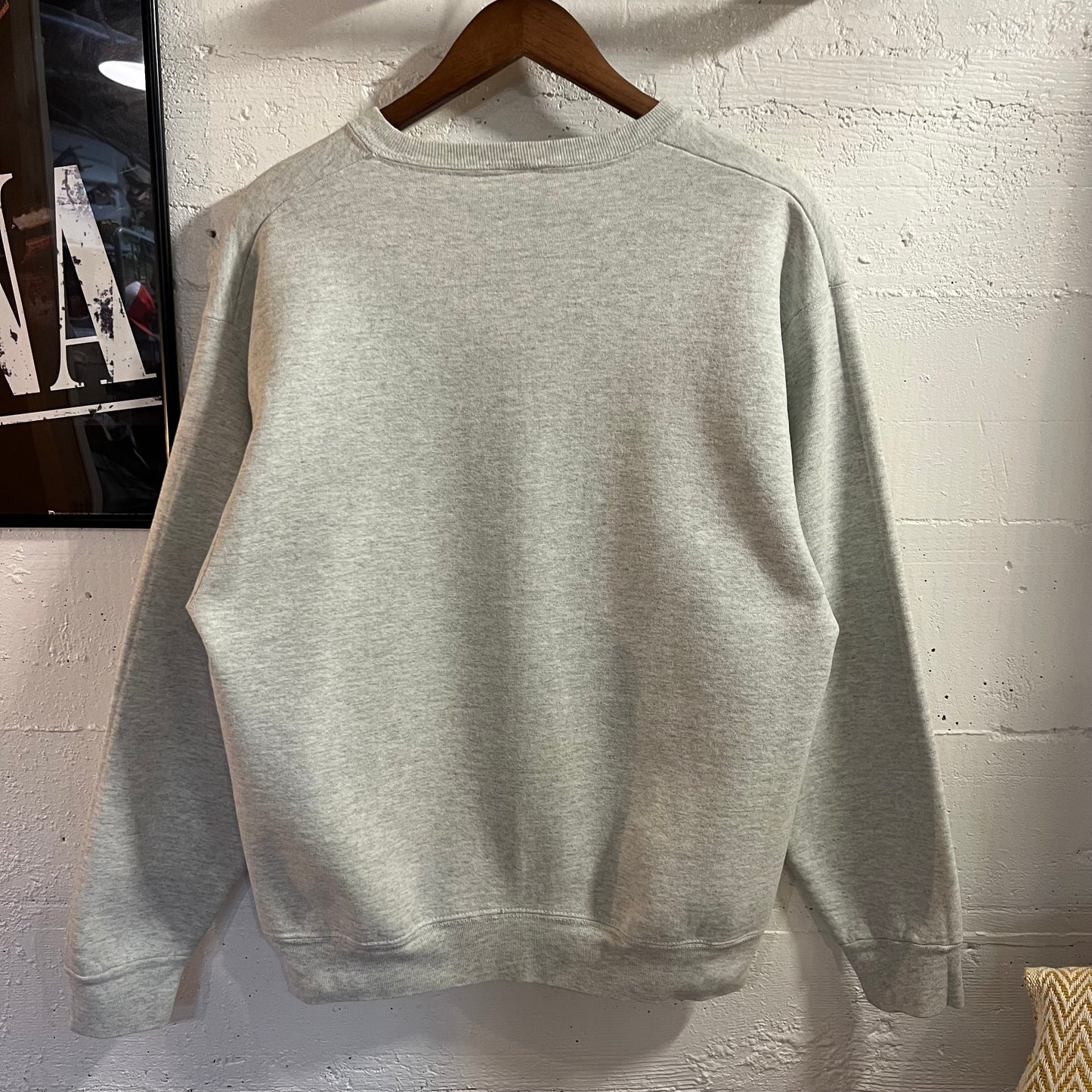 Vintage 90’s Paisley Raw-Edge Appliqué Stitch Hoboken Crewneck Sweatshirt - Size Medium - Made In USA - Heather Grey/Multi