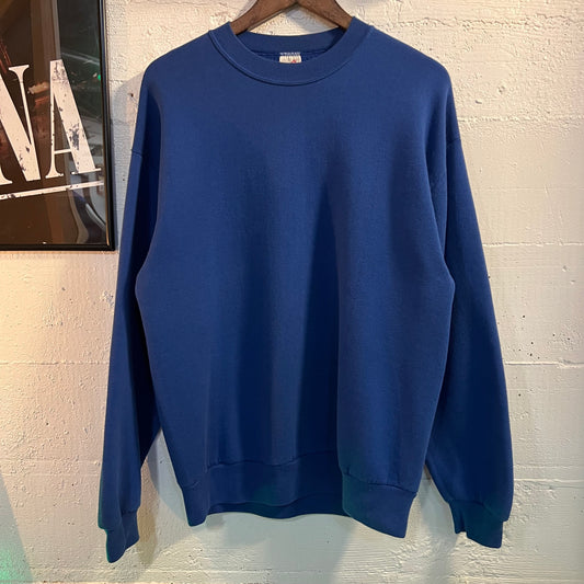 Vintage 1980's Jerzees Blank Crewneck Sweatshirt - Size Large - Made In USA - Royal Blue