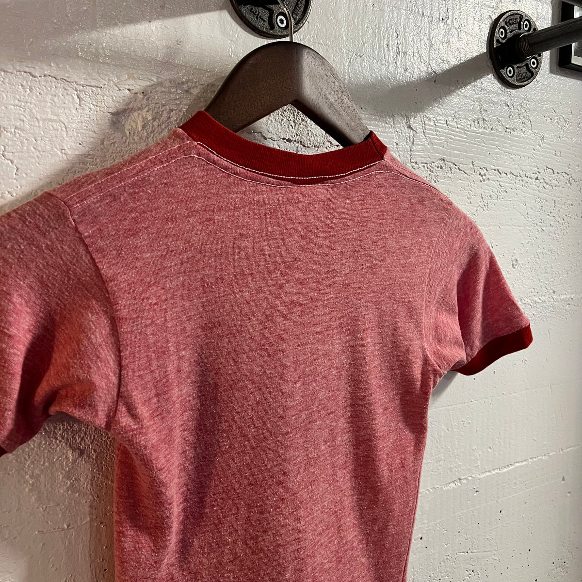 Vintage 80’s Champion Ball State University Single Stitch Ringer Baby T-Shirt - Size Youth Medium - Made In USA - Red