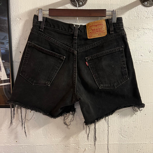 Vintage 00's Levi's 550 Cutoff Denim Shorts - Size 28" x 4.5" - Made In USA - Faded Black