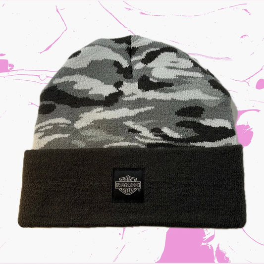 Harley Davidson Knit Grey Camo Beanie - Size OSFA - Brand New W/ Tags