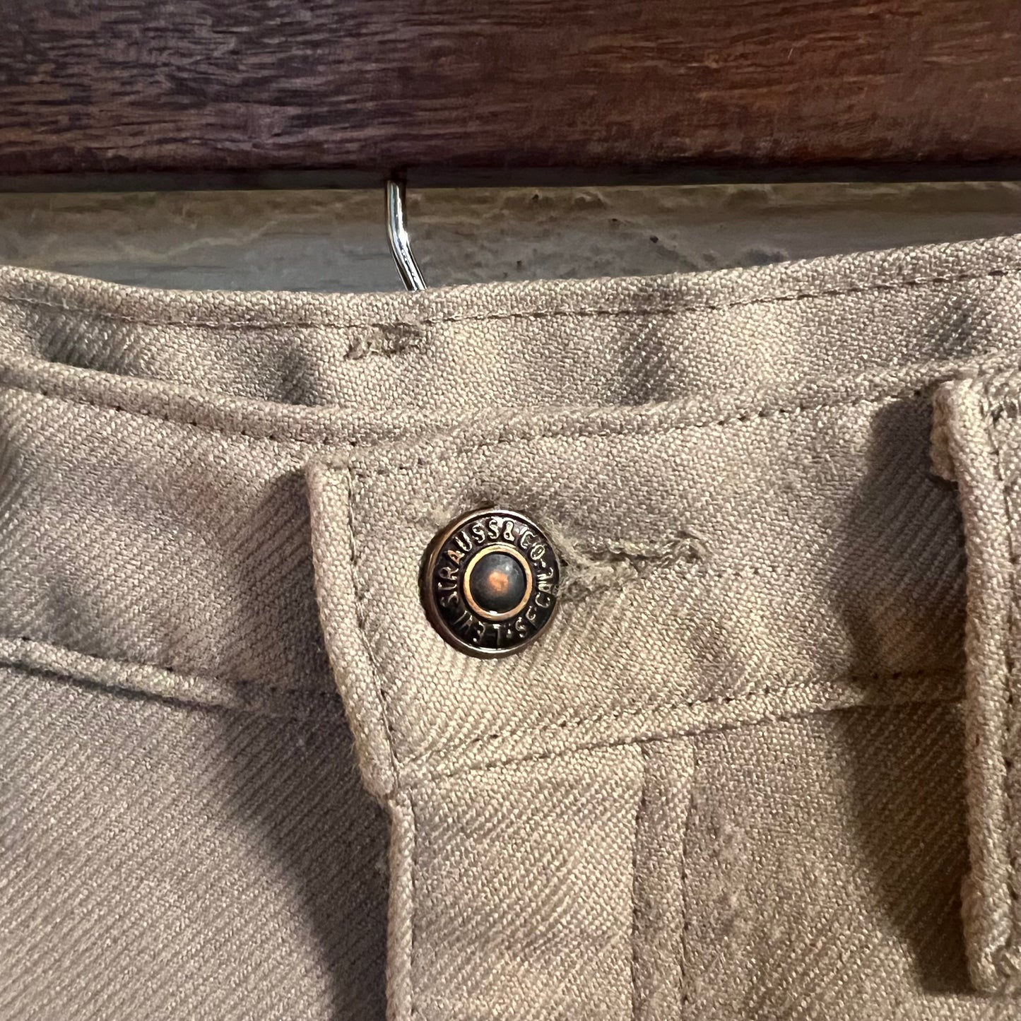 Vintage Late 70's Levi's Sta-Prest Dacron Pants - Size 34" x 30" - Made In USA - Scovill Zipper - Beige