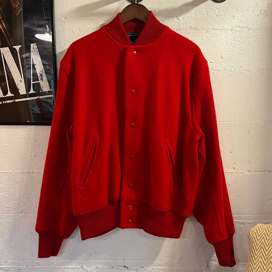 Vintage 1960's Whiting Los Angeles Wool Varsity Bomber Jacket - Size 48 (XL) - Made In USA - Red/Red/Red