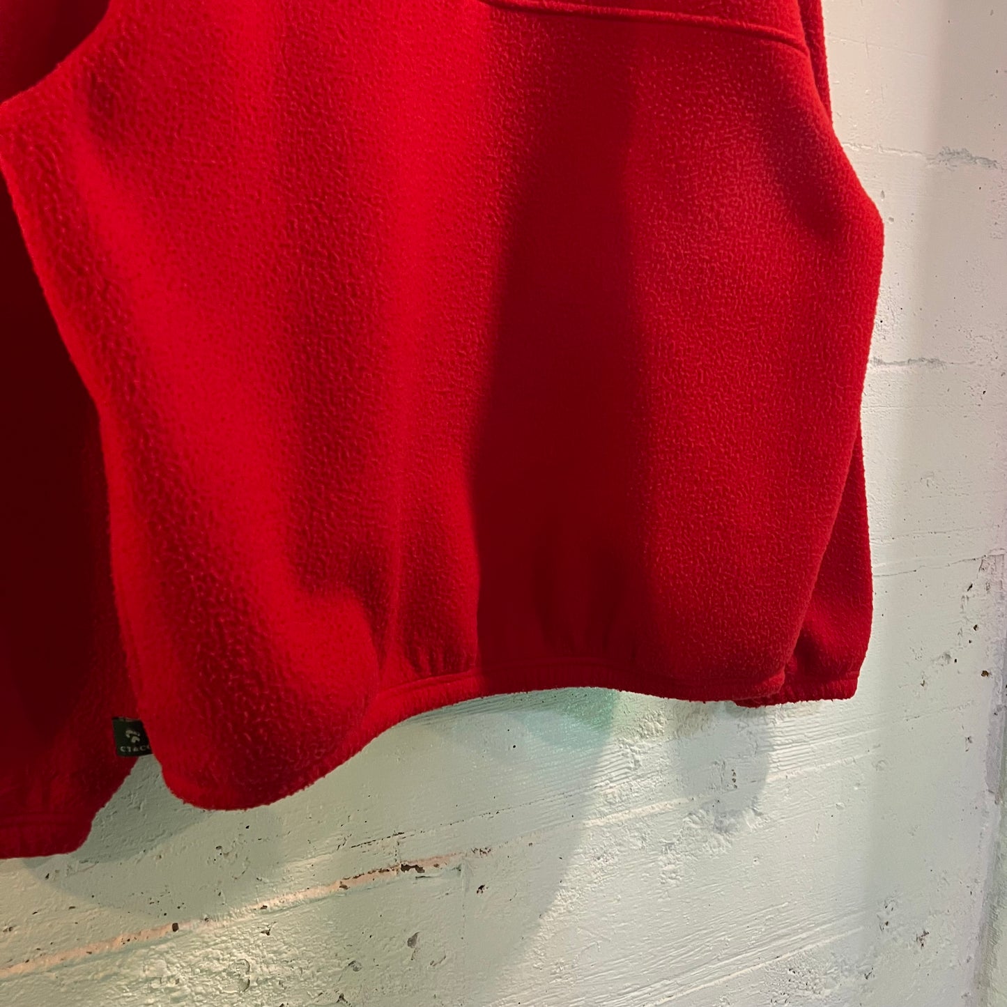 Vintage 90's Embroidered Seaside Quarter Zip Fleece Jacket - Size XL - Made In USA - Red/Black