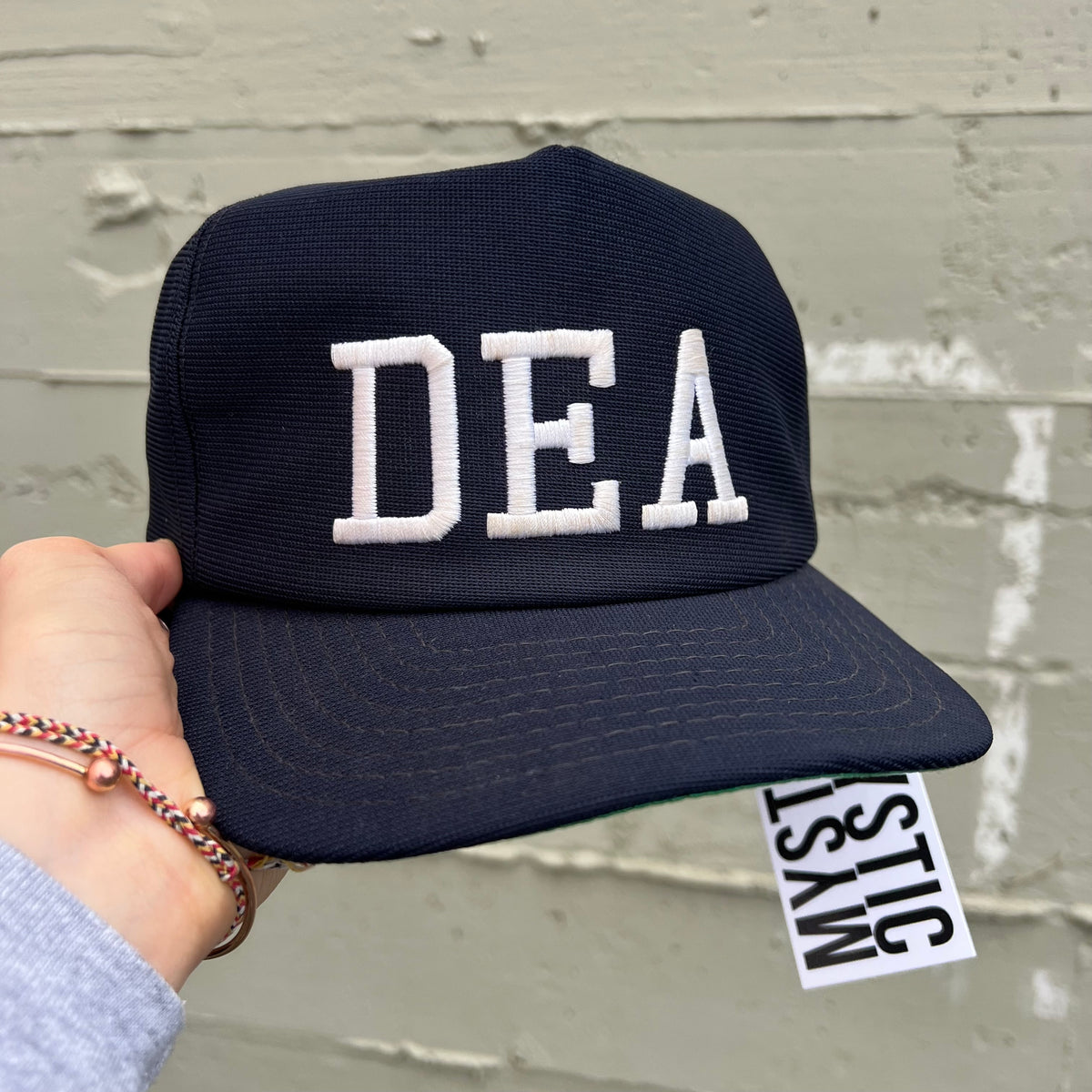 Vintage 1980's New Era Embroidered DEA Snapback Hat - O/S - Made In USA - Navy White