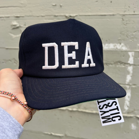 Vintage 1980's New Era Embroidered DEA Snapback Hat - O/S - Made In USA - Navy White
