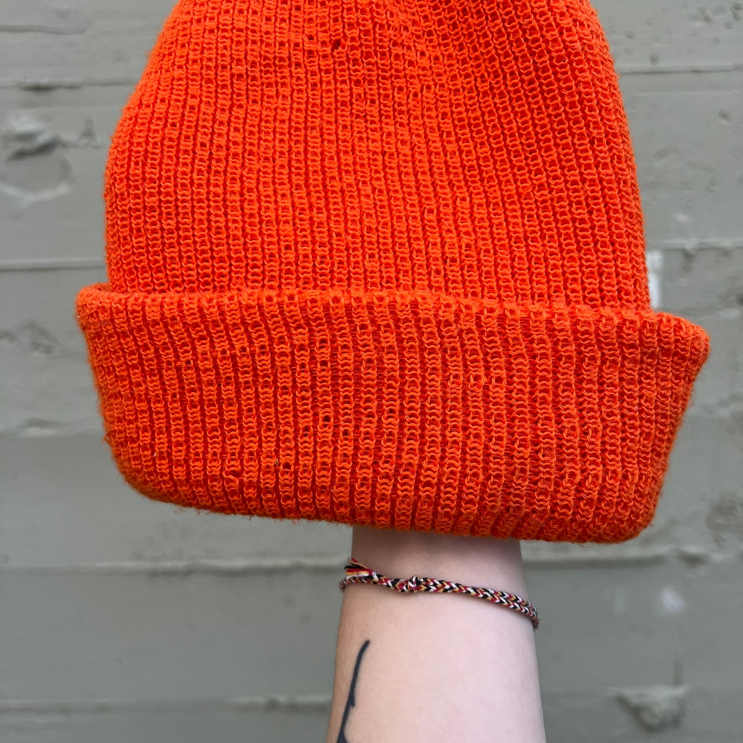 Vintage Burnt Orange Cuffed Watch Cap Beanie - O/S - Made In USA - Burnt Orange