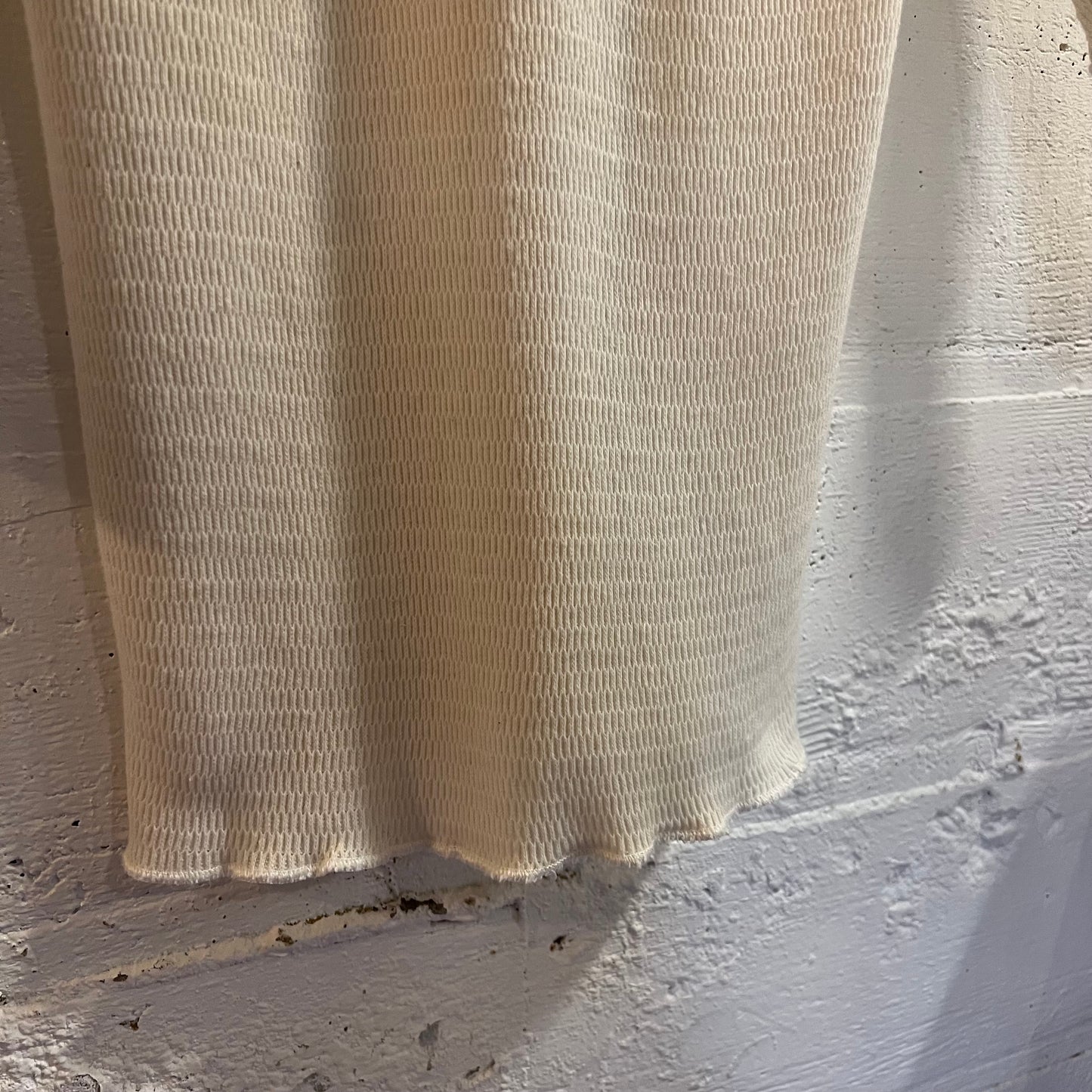 Vintage 80’s Warm Front Honeycomb Knitted Thermal Long Sleeve Shirt - Size XL - Made In USA - Antique White