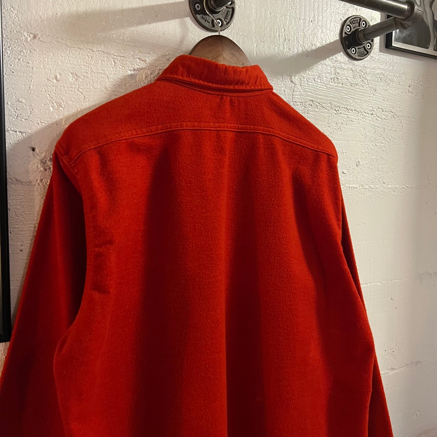 True Vintage 1970's Woolrich Chamois Cloth Flannel Shirt - Size Large - Made In USA - Red - 100% Cotton