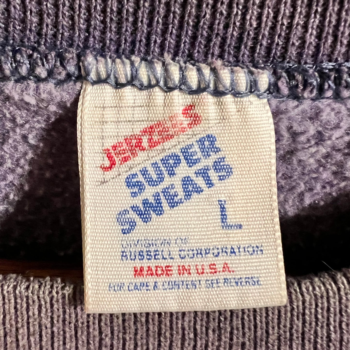 Vintage 90's Jerzees Blank Faded & Distressed Crewneck Sweatshirt - Size Large - Made In USA