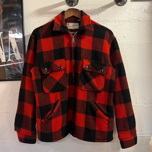 True Vintage 1950's-1960's Union Made King-O-Sport Wool Buffalo Plaid 4-Pocket Hunting Jacket - Size Medium - Made In USA - WPL3603