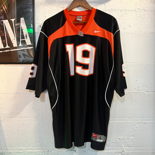Vintage Y2K Nike Oregon State University ‘#19’ Mesh Football Jersey - Size Large - Black/Orange/White