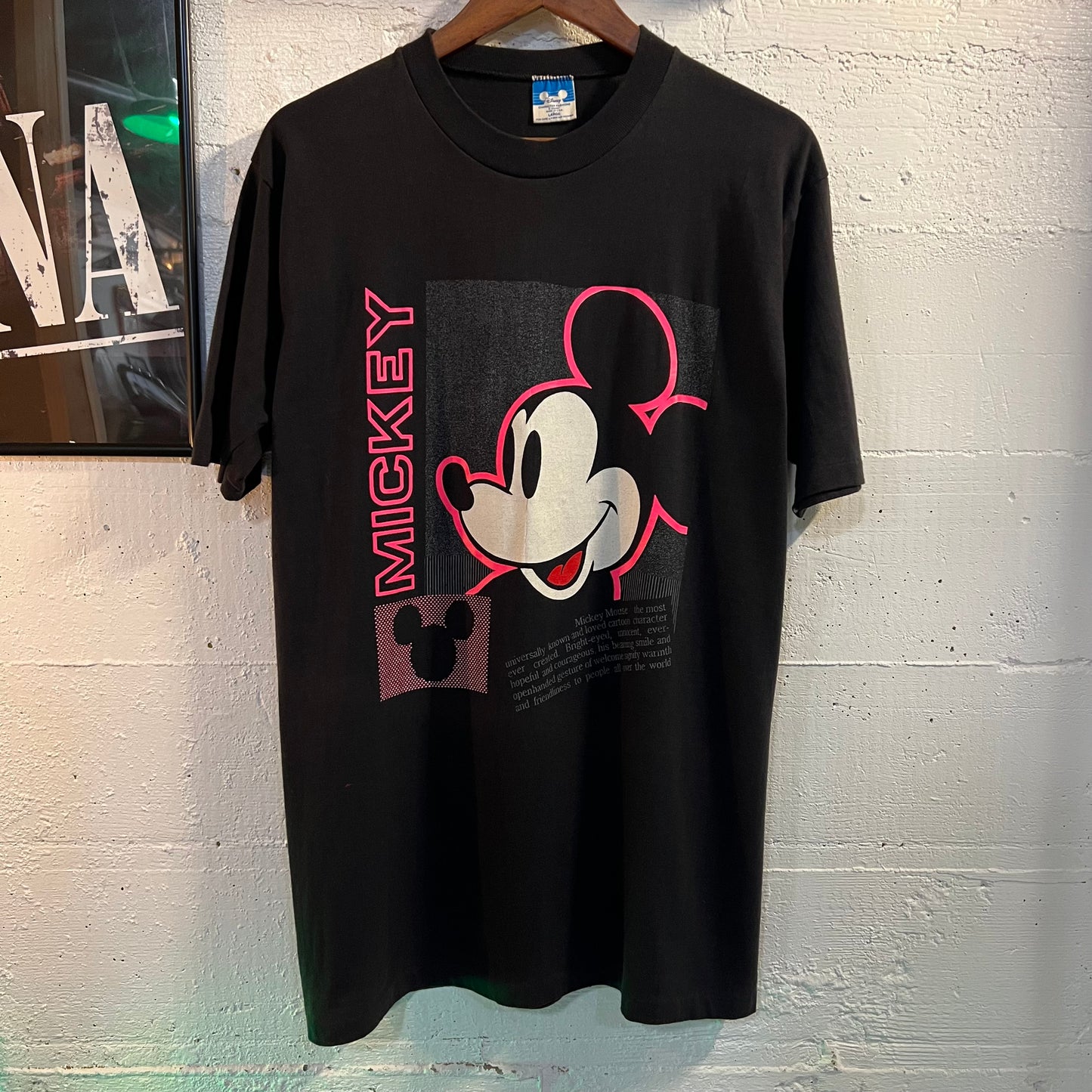 Vintage 1980's Disney Character Fashions Mickey Mouse Neon Big Head Single Stitch T-Shirt - Size Large
