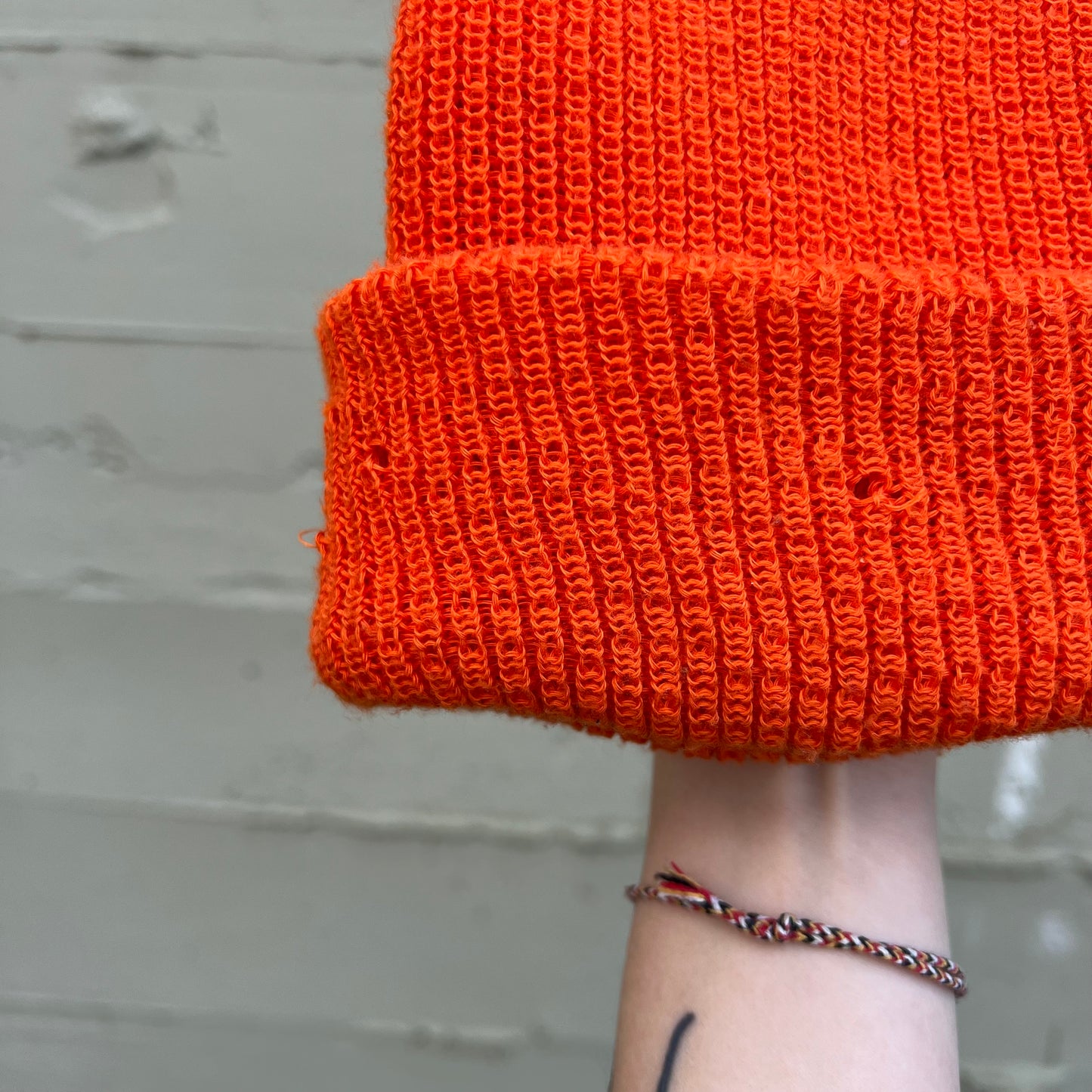 Vintage Burnt Orange Cuffed Watch Cap Beanie - O/S - Made In USA - Burnt Orange
