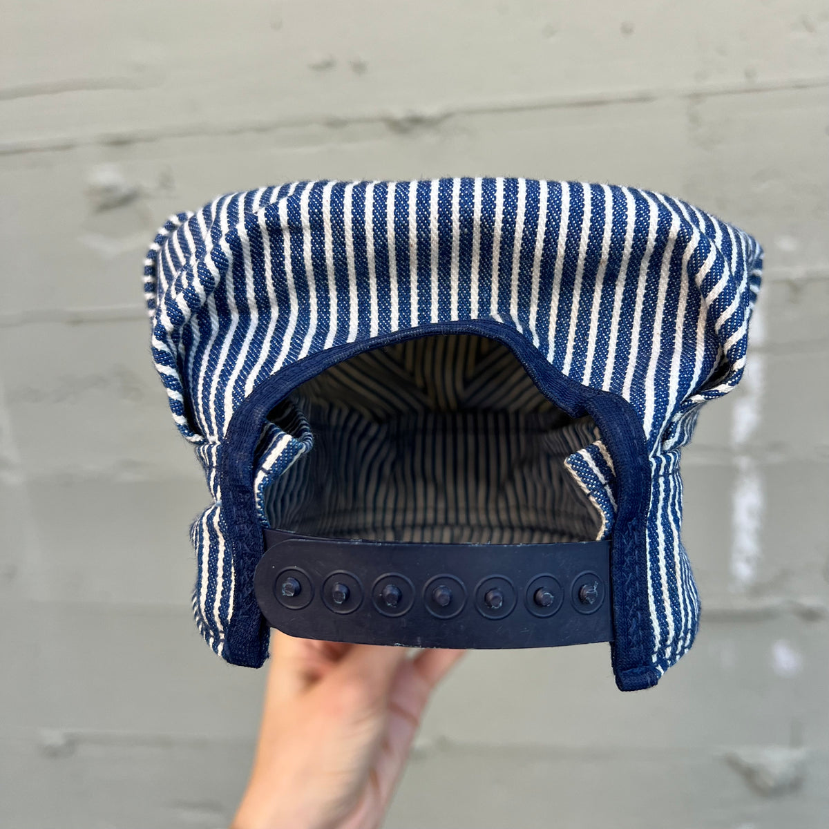 True Vintage 1970's Osh Kosh B'Gosh Hickory Stripe Railroad Engineer Adjustable Cap - O/S - Made In USA