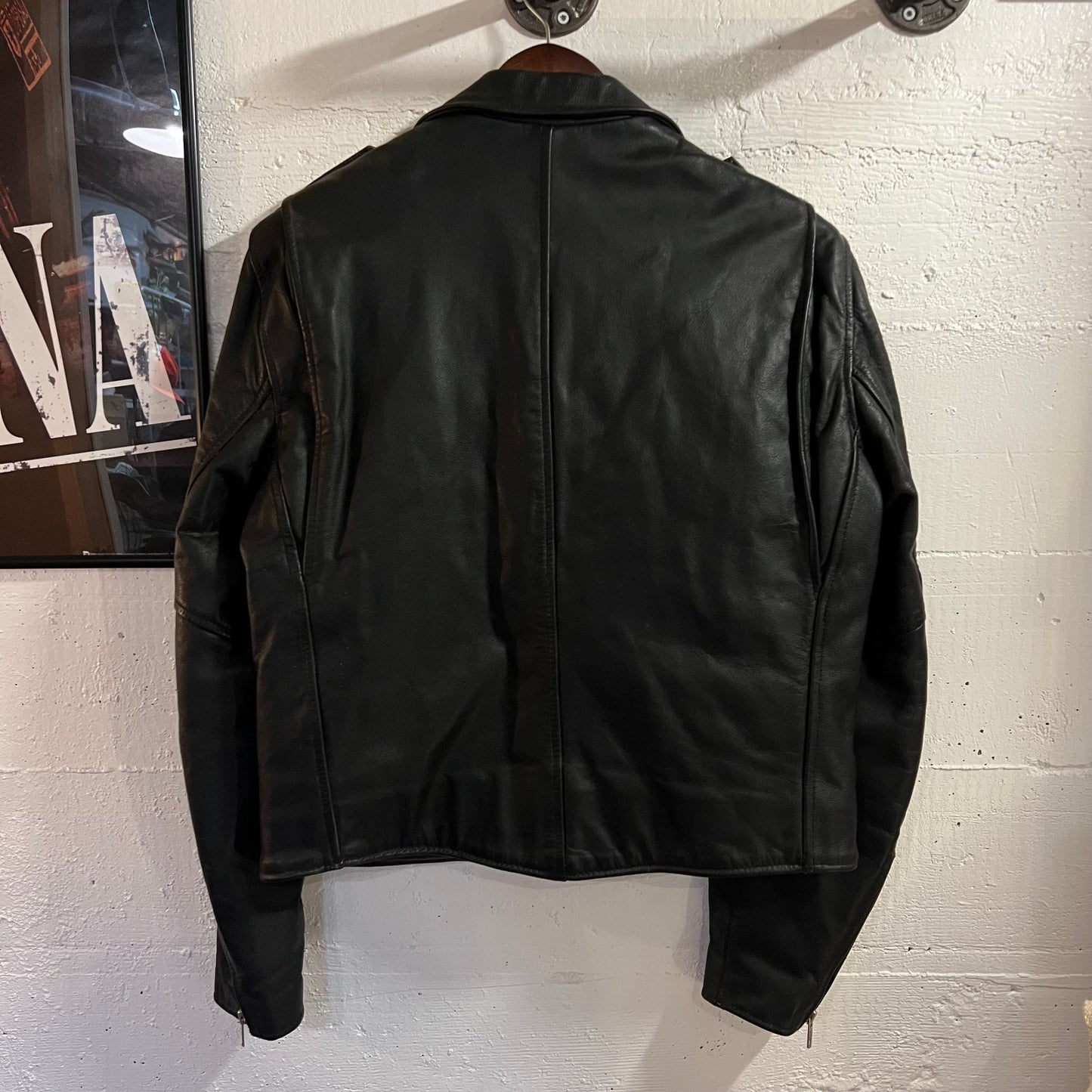 Vintage 1980's Berman's Leather Moto Biker Jacket - Size 14 (Medium) - Genuine Leather - Black