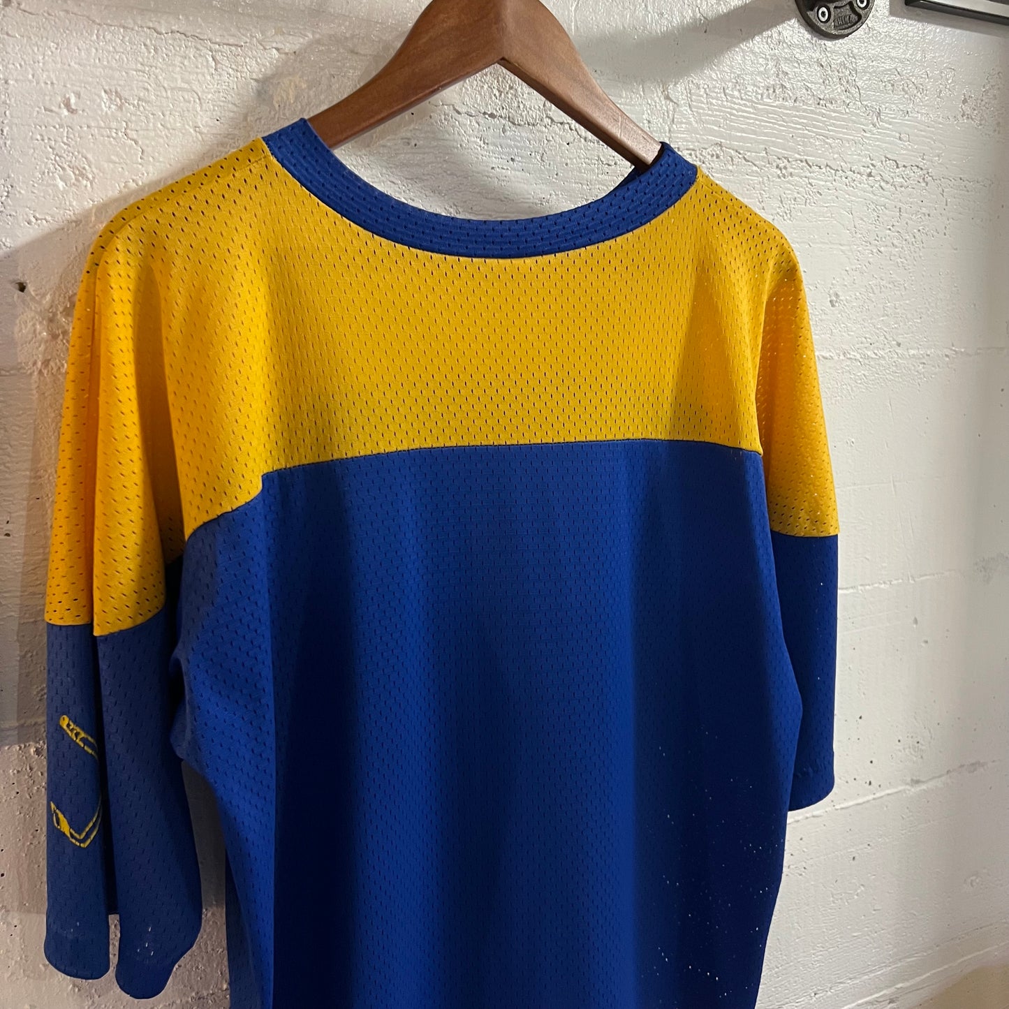 True Vintage 1970's Artex University of Michigan Hockey Jersey - Size XL - Made In USA - Blue/Yellow