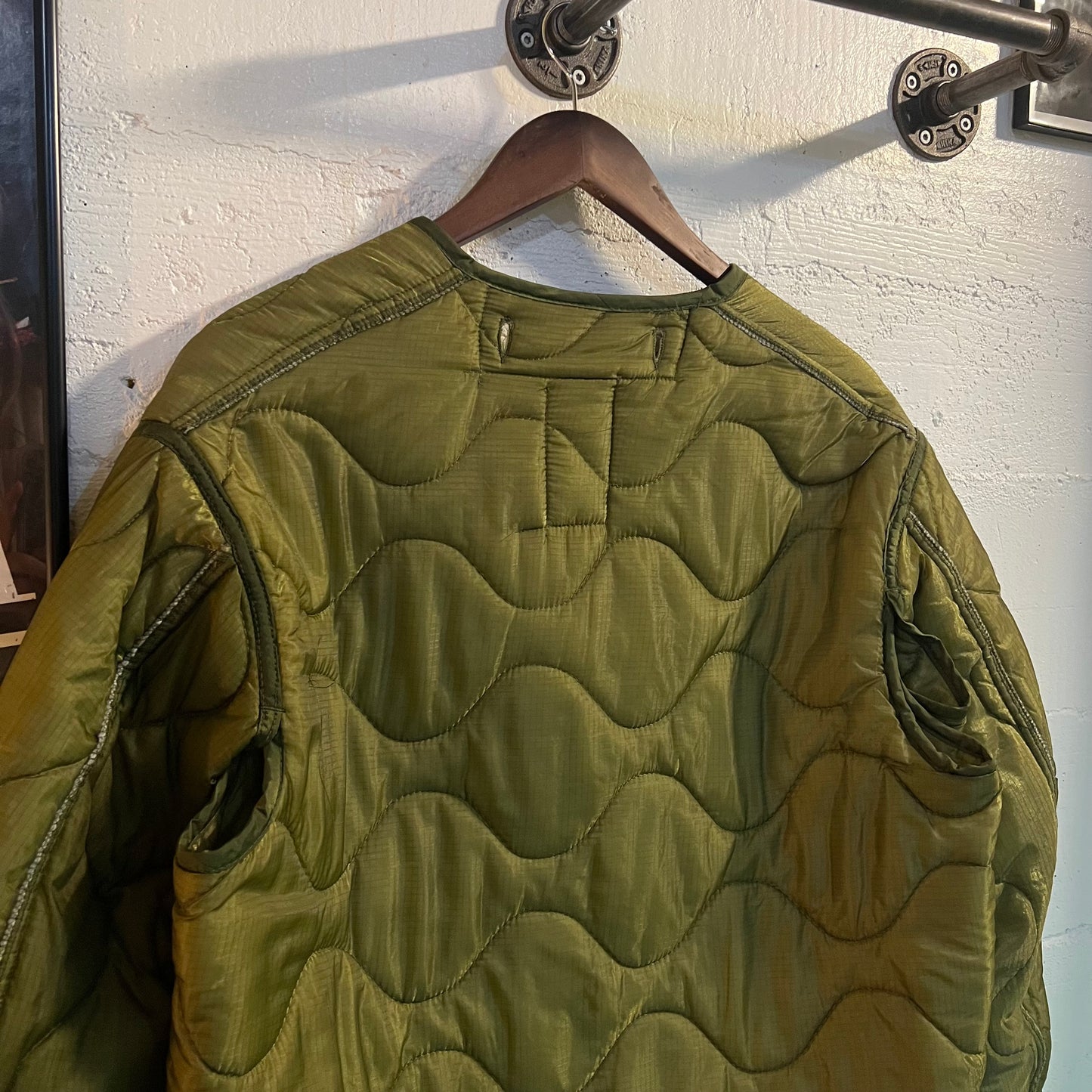 Vintage 80's U.S. Military Issue Quilted Liner Coat - Size Small - Made In USA - Olive Drab