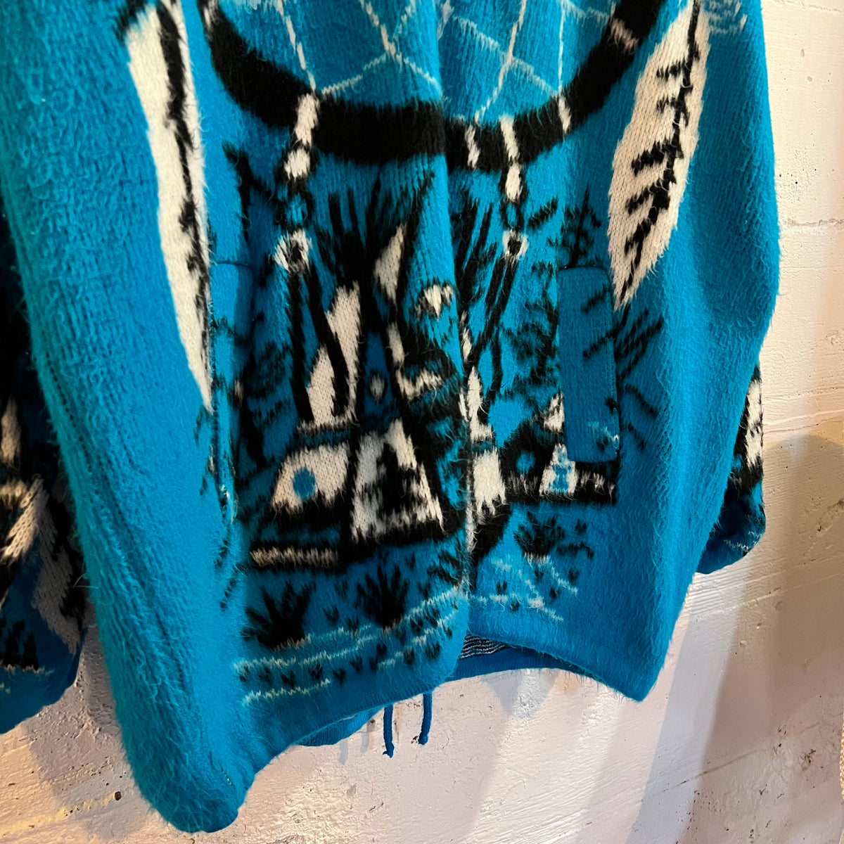 Vintage Native Dreamcatcher Fuzzy Zip Up Fleece Sweatshirt - Size XL - Blue/Multi