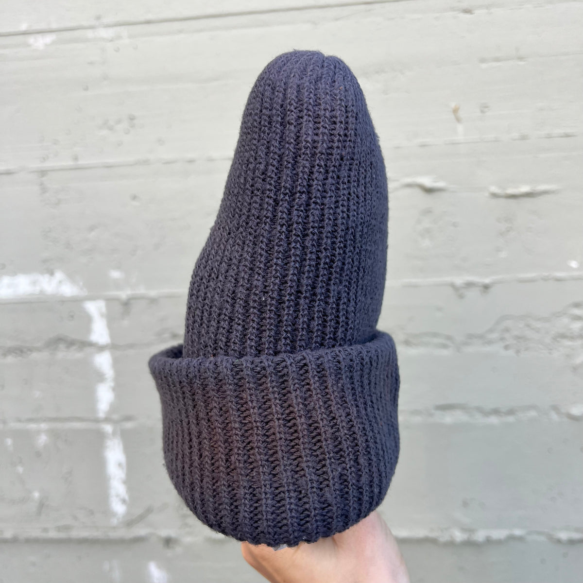 Vintage Ribbed Knitted Cuffed Beanie - O/S - Dark Grey