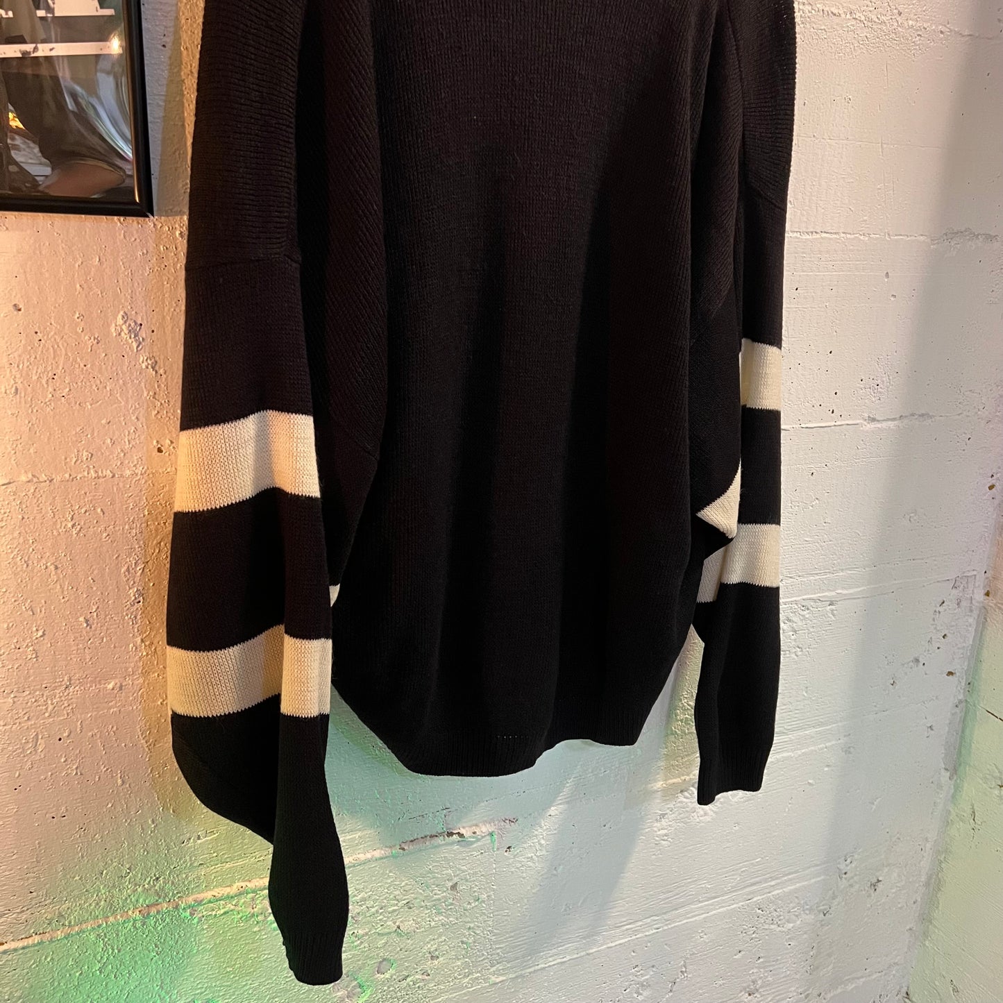 Vintage V-Neck Union Made Knit Acrylic Cheerleader Style Sweater - Size Large - Union Made In USA