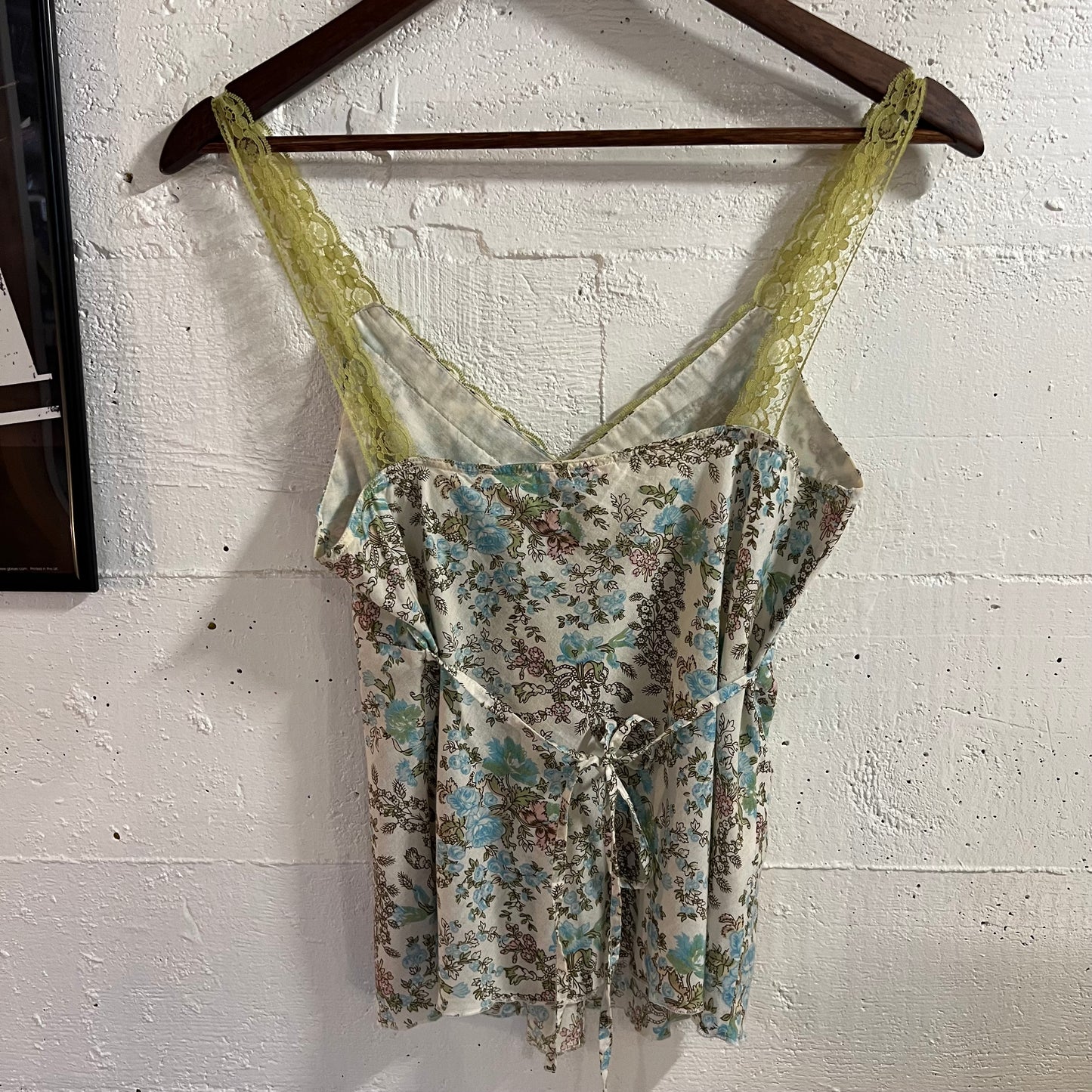 Y2K XXI Lacey Floral Tank Top - Size Small - 100% Cotton - White/Blue/Green/Pink