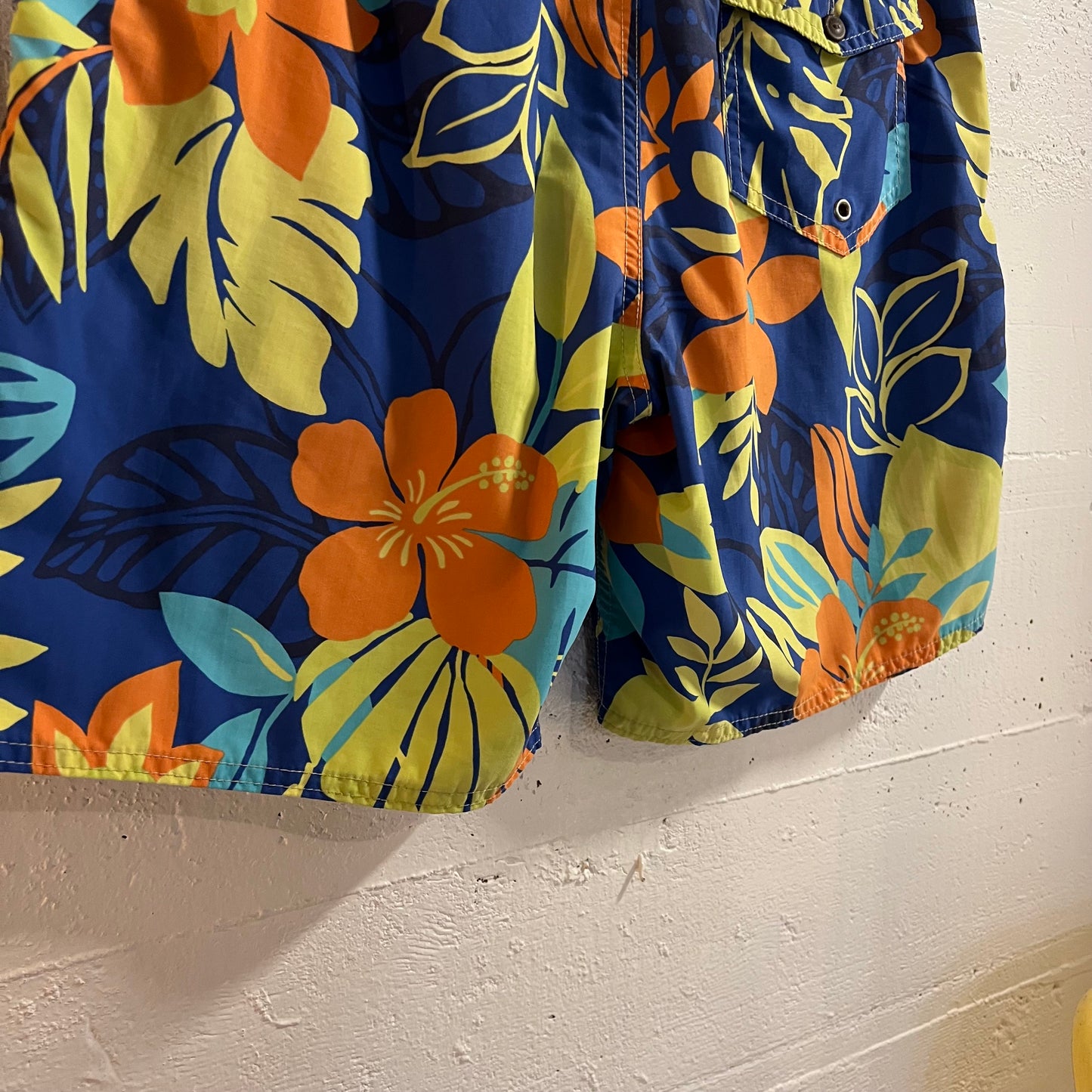 Polo Ralph Lauren Swimwear Tropical Floral Print Swim Trunks - Size Medium - Blue/Orange/Chartreuse