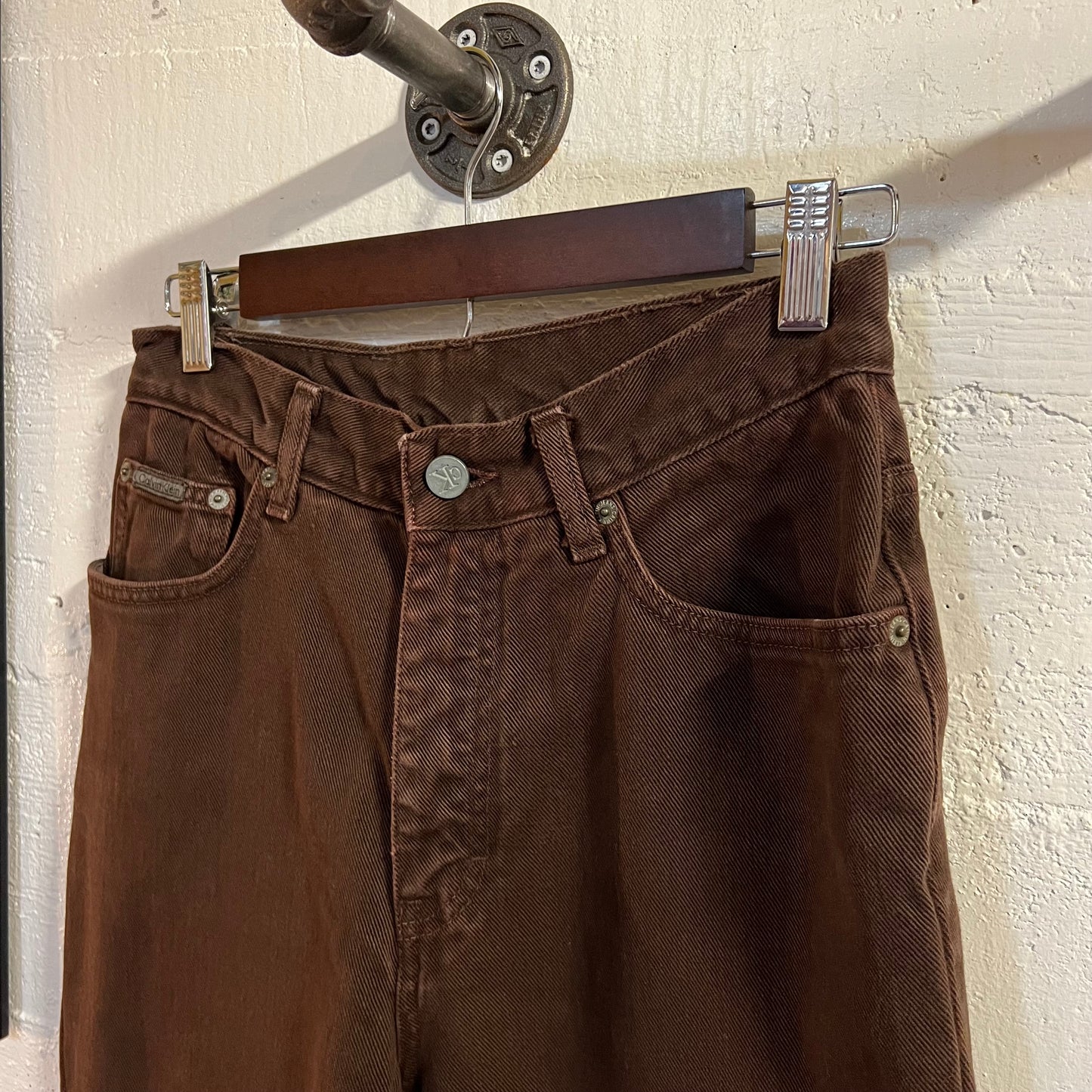 Vintage 90's Calvin Klein Jeans Brown Classic 5-Pocket Overdye Stonewash Denim Jeans - Size 8 (26"x31") - Made In USA