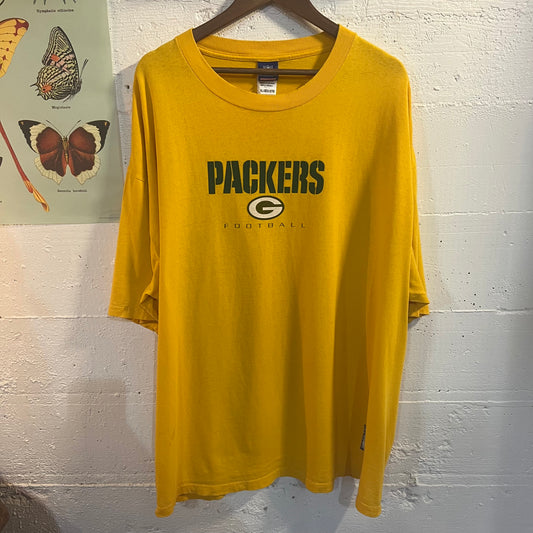 Vintage Y2K Green Bay Packers Reebok T-Shirt - Size XXL - Yellow/Green