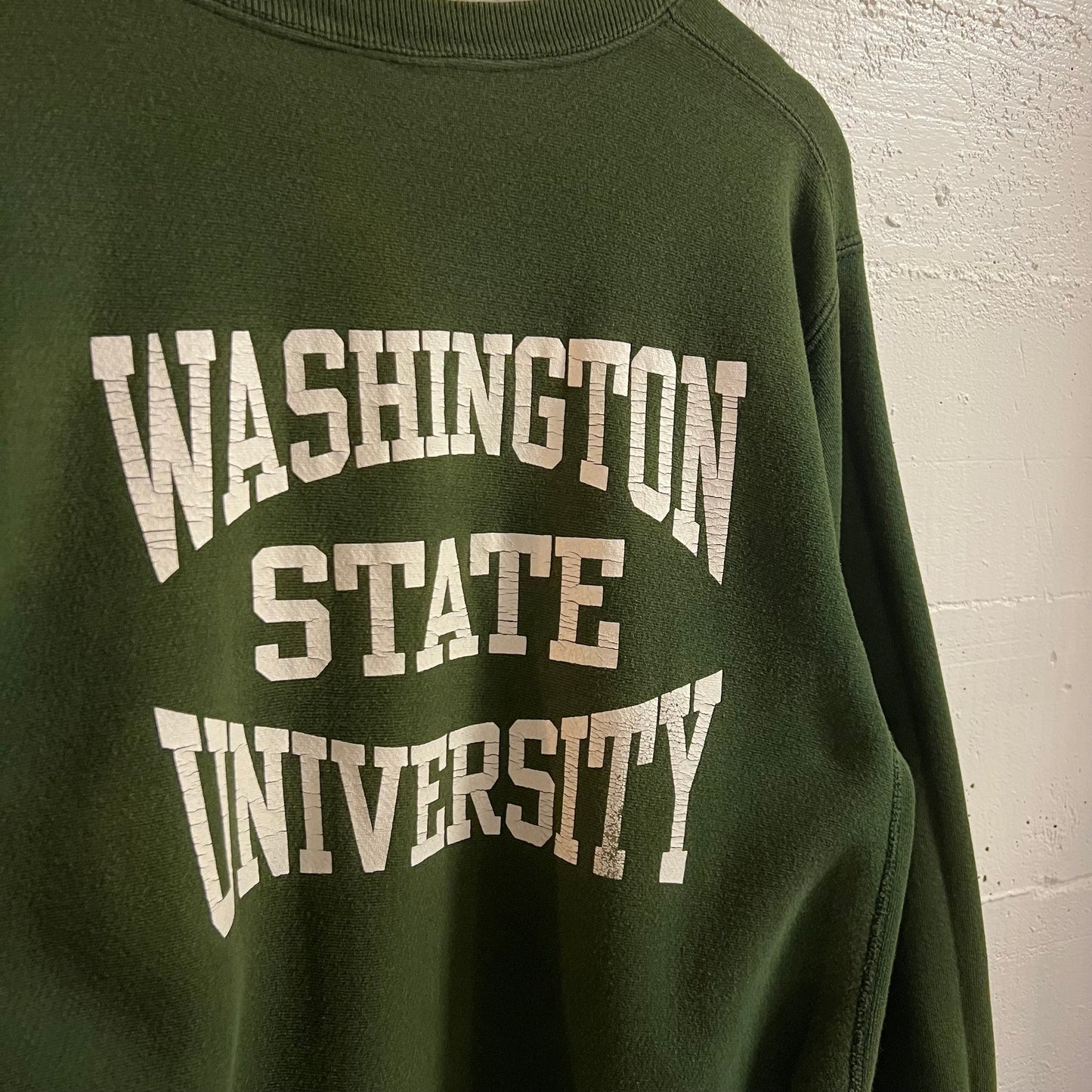 Vintage 1993 Steven’s Hall Washing State University Reverse Weave Crewneck Sweatshirt - Size Large/XL - Made In USA - Green/White/Purple