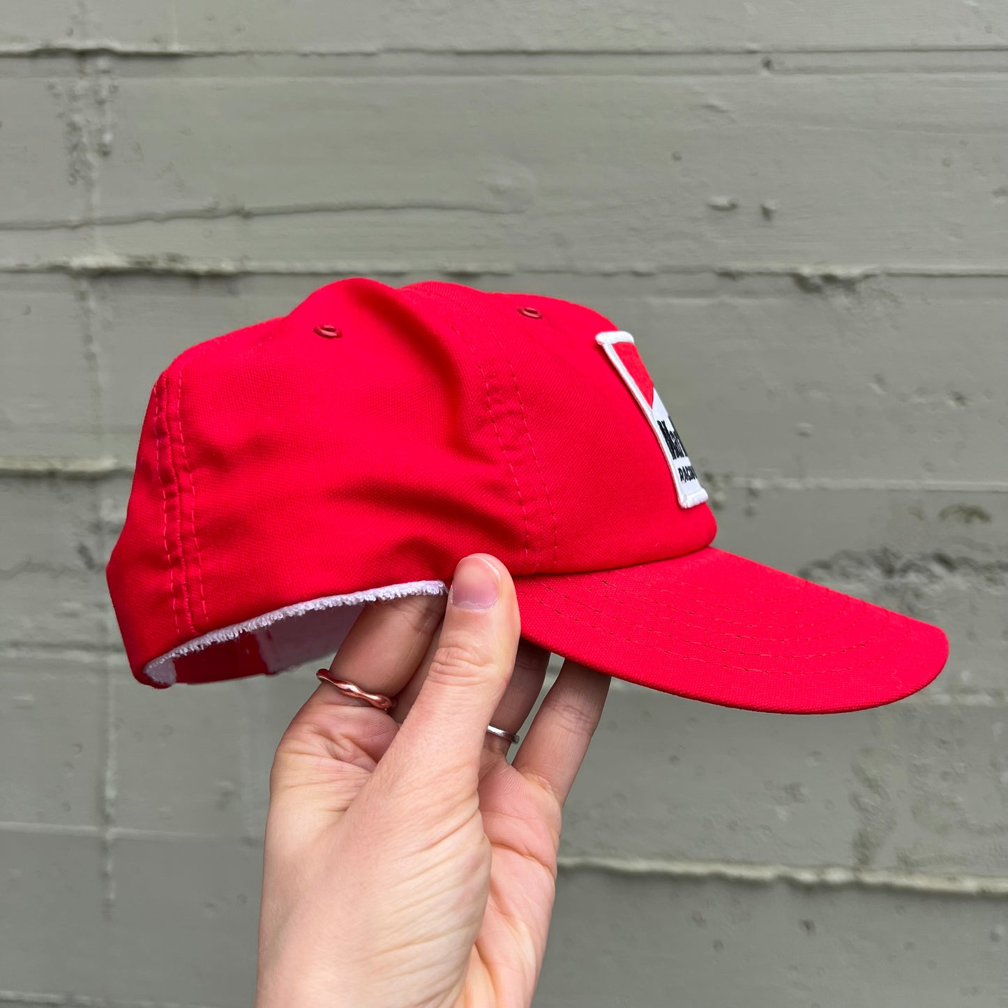 Vintage 80's Marlboro Racing Team Snapback Hat - O/S - Made In USA - Red/White