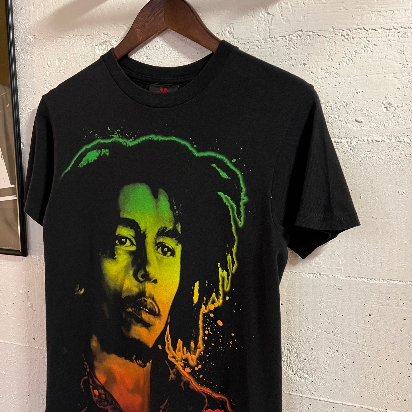 Vintage 90’s Zion Rootswear Bob Marley Large Graphic Baby T-Shirt - Size Small - Made In USA - Black/Multi/Reggae