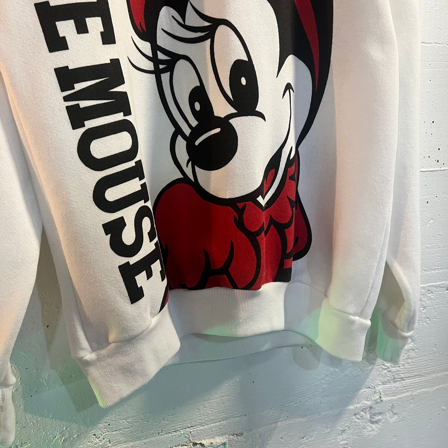 Vintage 80’s Disney Large Print Minnie Mouse Crewneck Sweatshirt - Size Medium - Made In USA - White/Black/Red