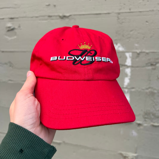 Vintage 2005 Budweiser Script 6-Panel Embroidered Dad Hat - O/S - Red/Black/White