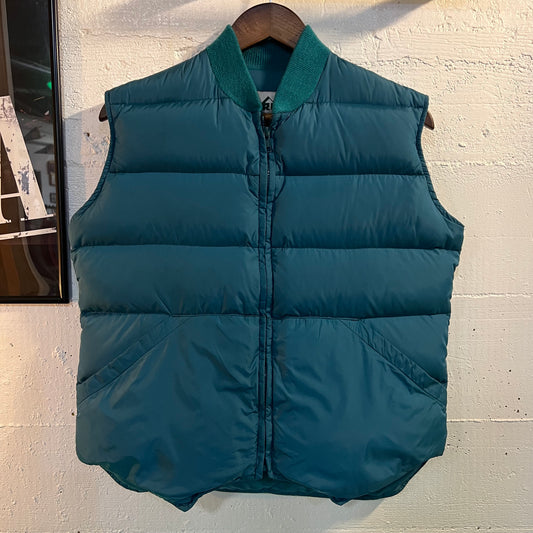 Vintage 1980’s REI Down Puffer Zip-Up Vest - Size Small - Made In USA - Teal