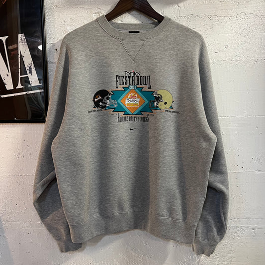 Vintage 2001 Nike Tostitos Fiesta Bowl ‘Beavers Vs. Fighting Irish’ Crewneck Sweatshirt - Size Medium - Grey
