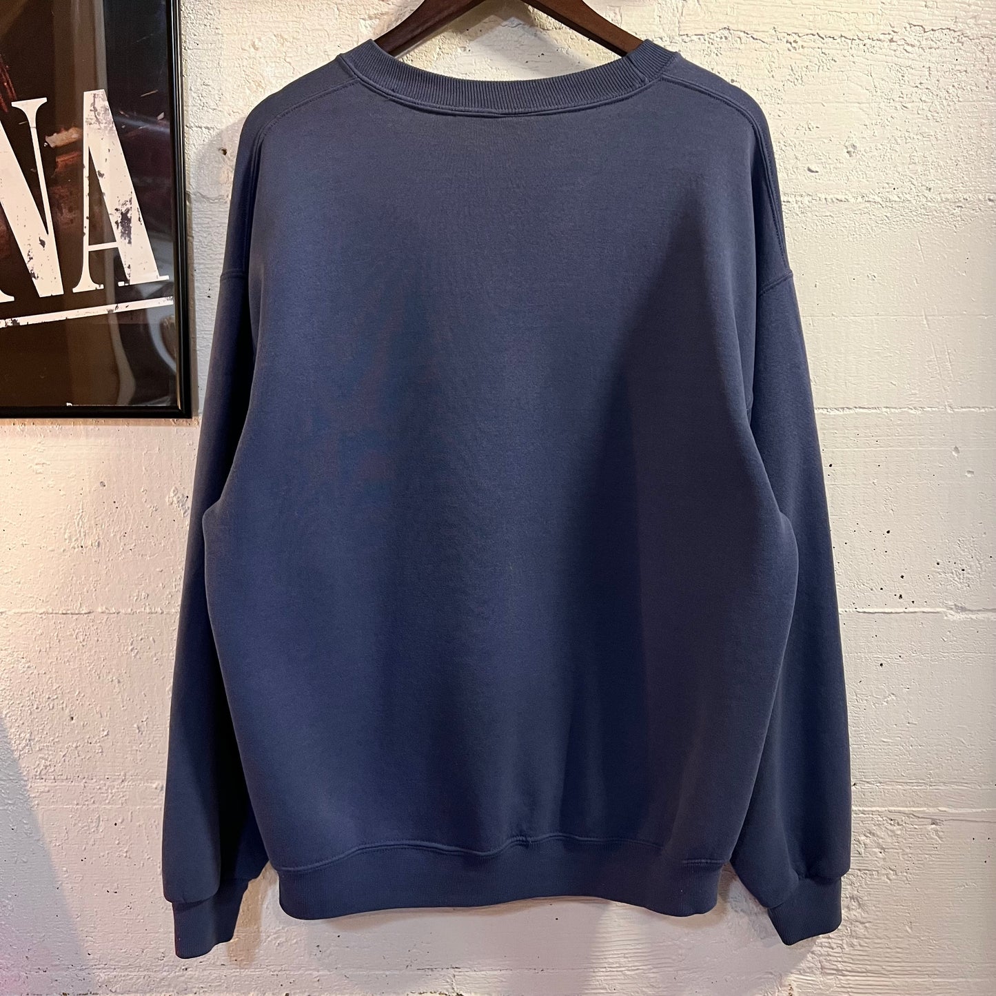 Vintage 2000's Jerzees Super Sweats Blank Faded & Distressed Crewneck Sweatshirt - Size Large - Faded Navy