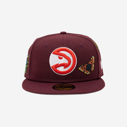 *New* Felt x New Era 'Atlanta Hawks-For Every Living Thing' 59Fifty Fitted Hat - Size 7-1/8 - Maroon
