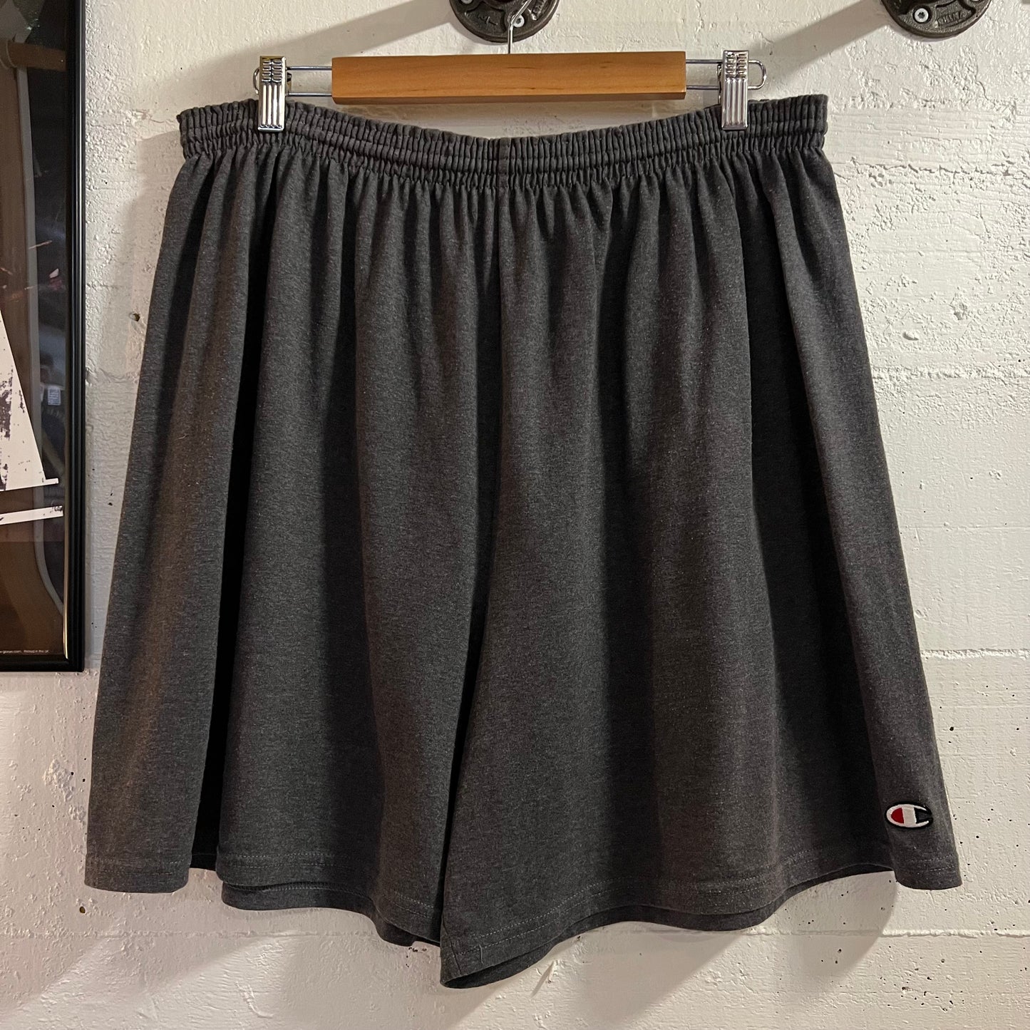 Y2K Champion Cotton Blend Athletic Drawstring Shorts - Size XXL - Charcoal Heather Gray