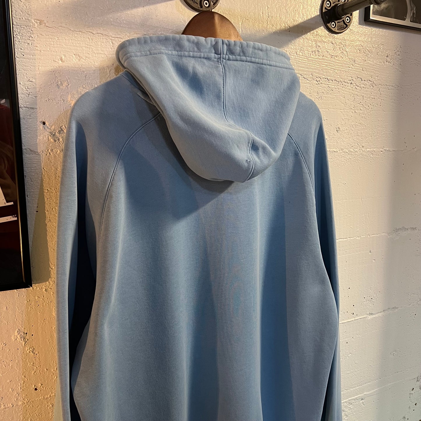 Vintage 2000's Nike Air Swoosh Raglan Sleeve Hooded Sweatshirt - Size Large - Carolina Blue