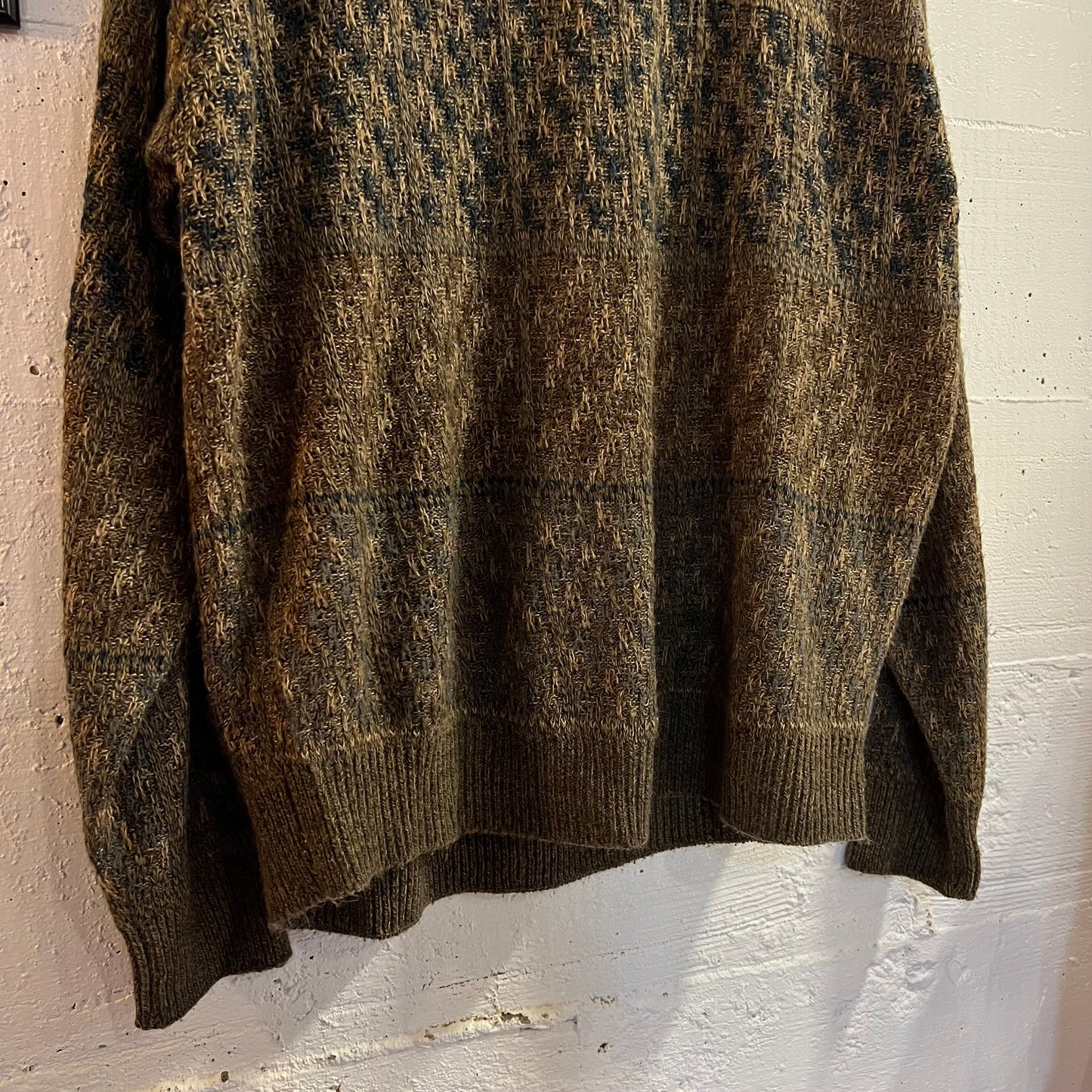 Vintage 90’s Towncraft Jacquard Knit Basket Weaved Stitched Sweater - Size Large - Brown/Earth Toned